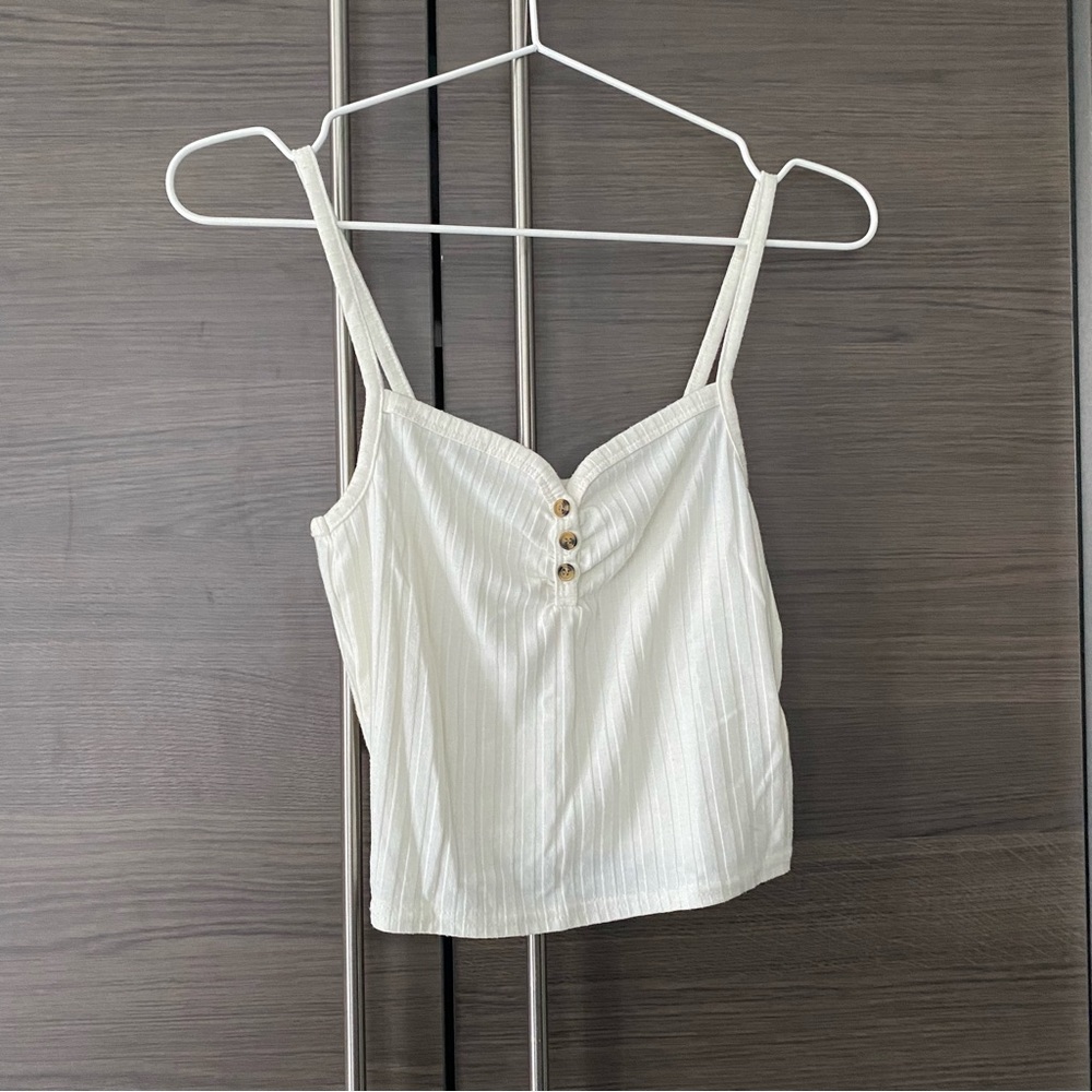 Topshop White Tank with Buttons
